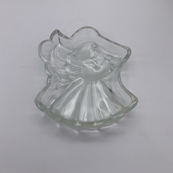 MIKASA Christmas Archangel Clear Frosted Crystal Glass Candy Nut Trinket Dish - Picture 3 of 13